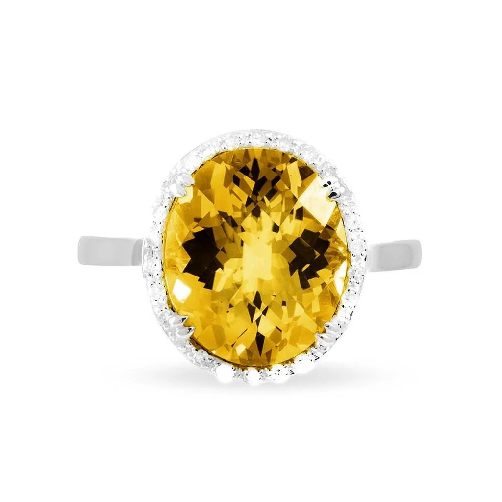 Histoire D'Or Bague Anna Or Blanc Citrine Et Diamant – Image 2