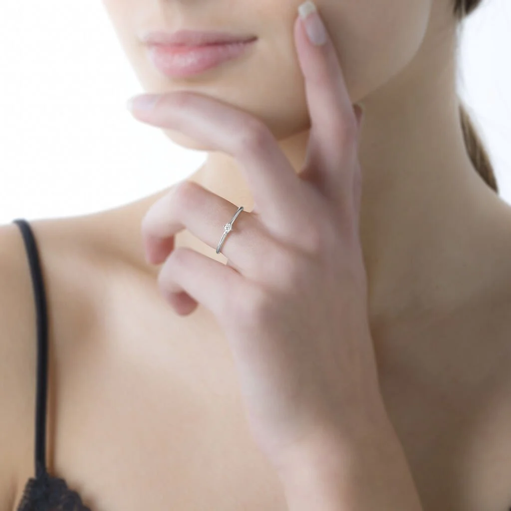 Histoire D'Or Bague Solitaire Liseline Or Blanc Diamant – Image 4
