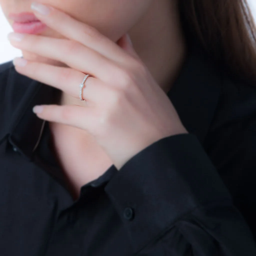 Histoire D'Or Bague Solitaire Laetitia Or Blanc Diamant – Image 3