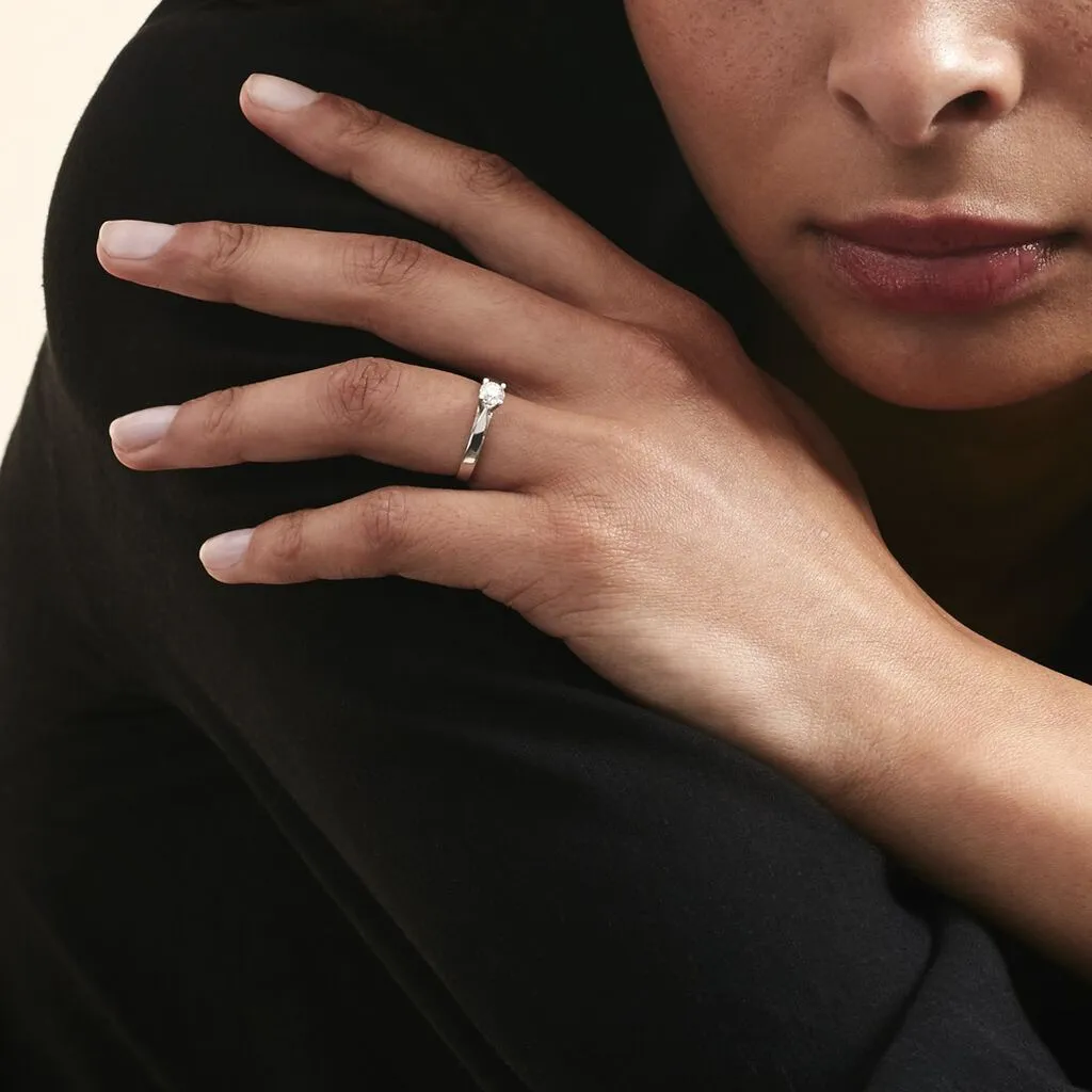 Histoire D'Or Bague Solitaire Celina Or Blanc Diamant – Image 4