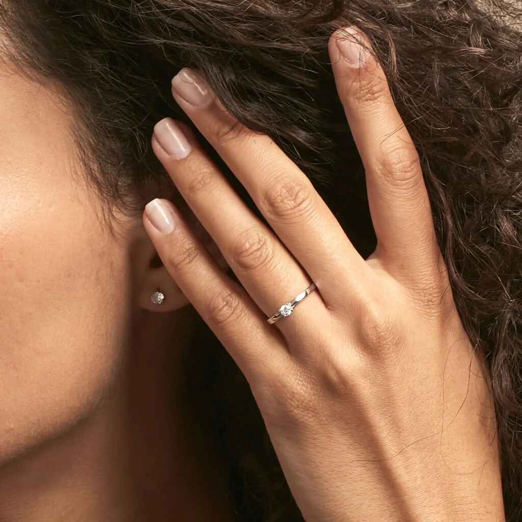 Histoire D'Or Bague Solitaire Celina Or Blanc Diamant – Image 4