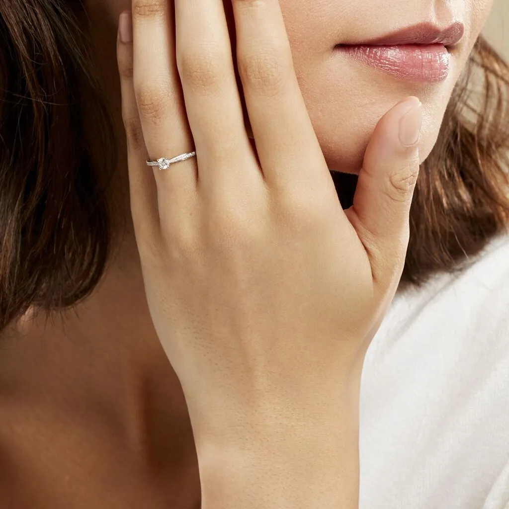Histoire D'Or Bague Solitaire Laetitia Or Blanc Diamant – Image 5