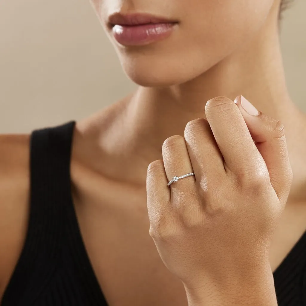 Histoire D'Or Bague Solitaire Laetitia Or Blanc Diamant – Image 5