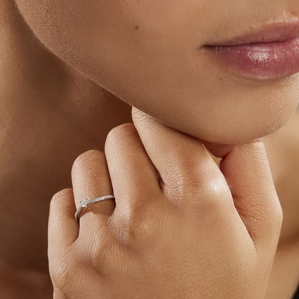 Histoire D'Or Bague Solitaire Laetitia Or Blanc Diamant – Image 6