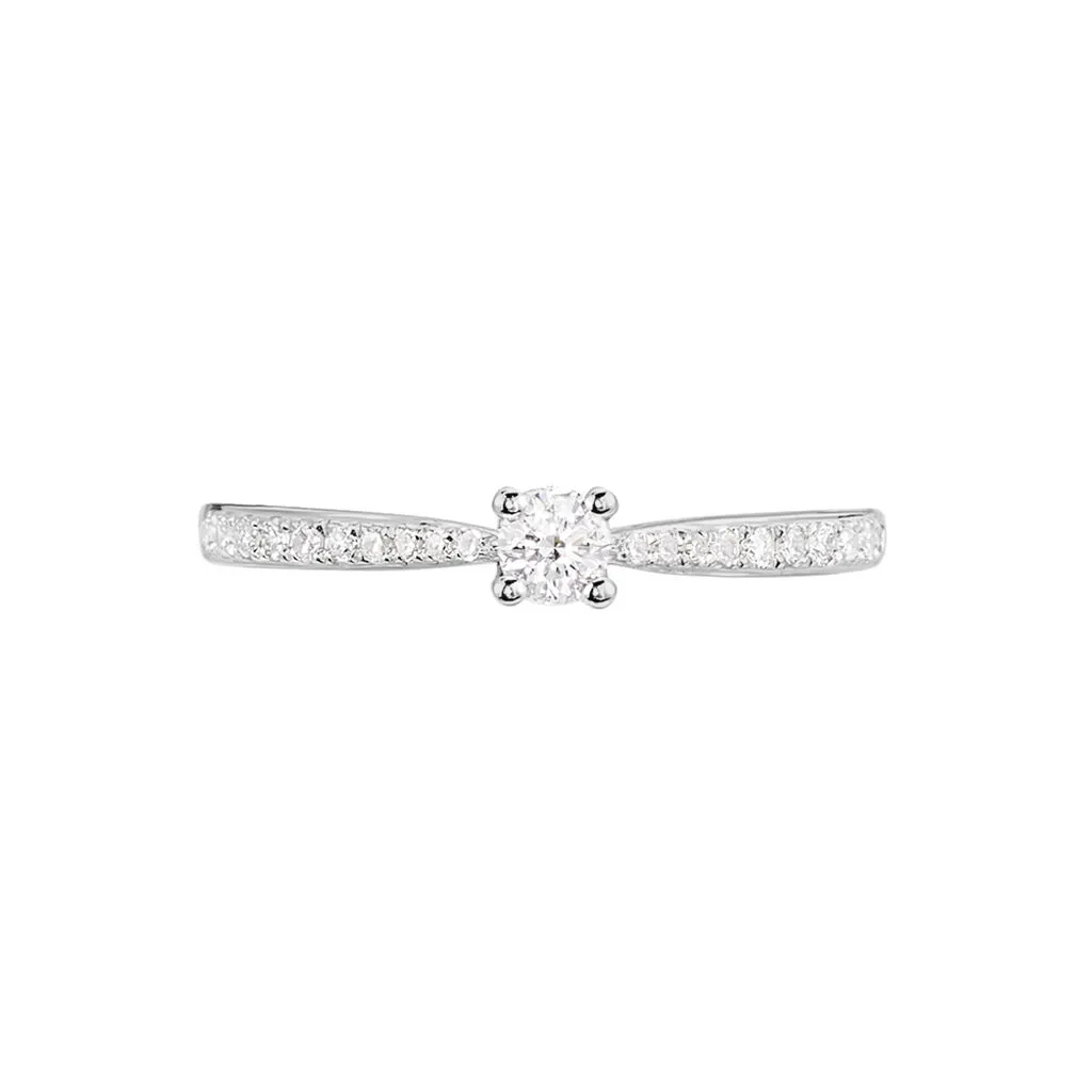 Histoire D'Or Bague Solitaire Laetitia Or Blanc Diamant – Image 2