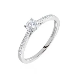 Histoire D'Or Bague Solitaire Laetitia Or Blanc Diamant Synthetique