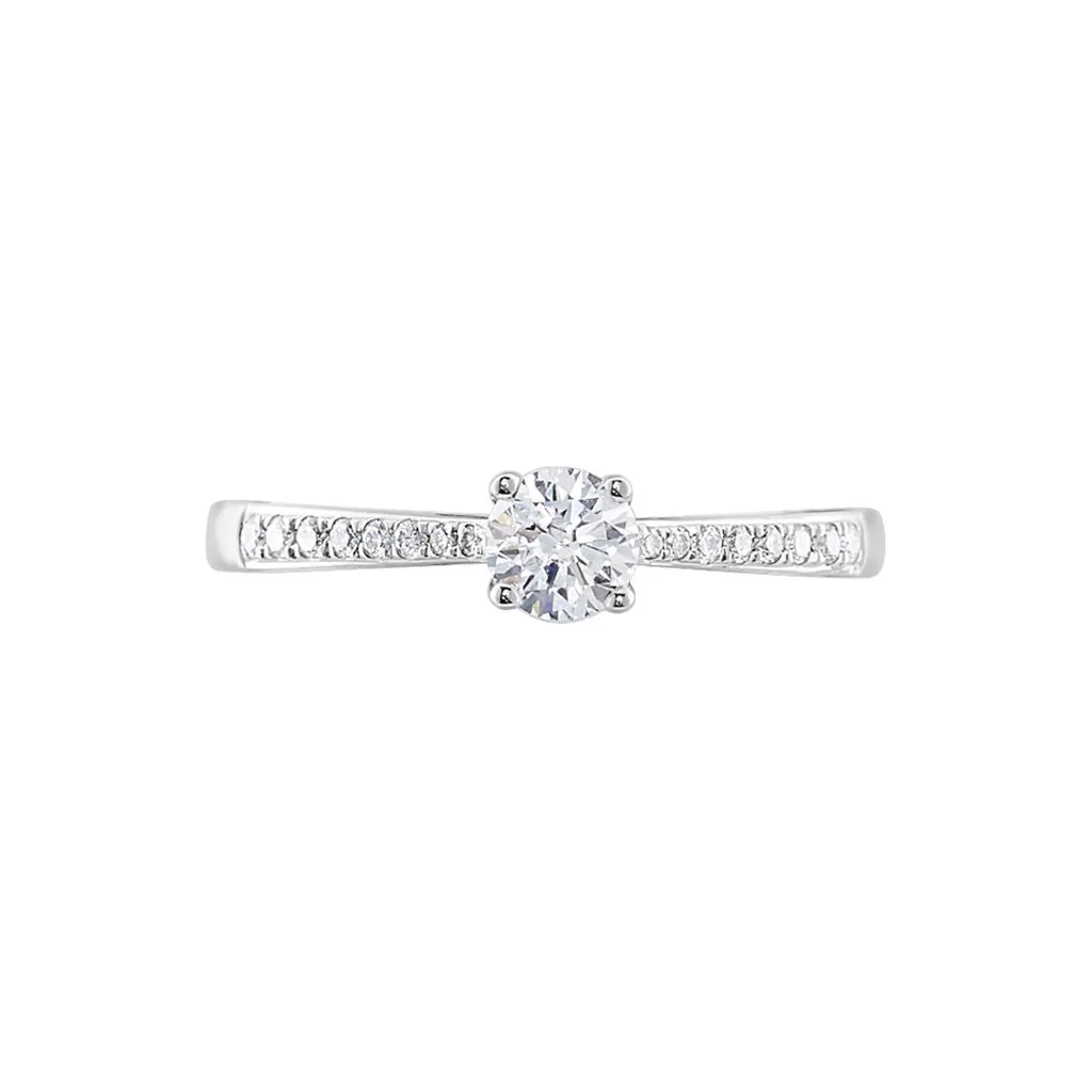 Histoire D'Or Bague Solitaire Laetitia Or Blanc Diamant Synthetique – Image 2
