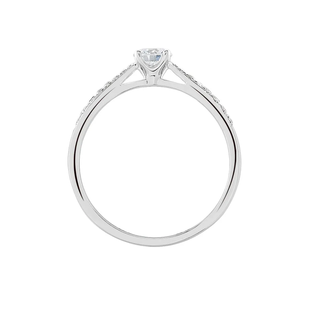 Histoire D'Or Bague Solitaire Laetitia Or Blanc Diamant Synthetique – Image 3