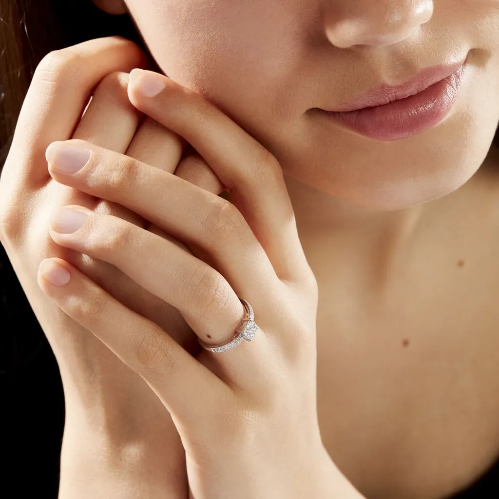 Histoire D'Or Bague Julia Or Blanc Diamant Synthetique – Image 7