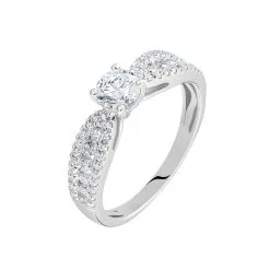 Histoire D'Or Bague Solitaire Stockholm Or Blanc Diamant Synthetique