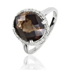 Histoire D'Or Bague Anna Or Blanc Quartz Et Diamant