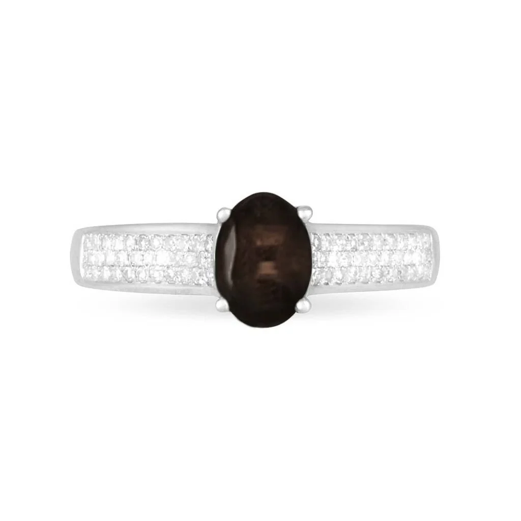 Histoire D'Or Bague Crista Or Blanc Quartz Et Diamant – Image 2