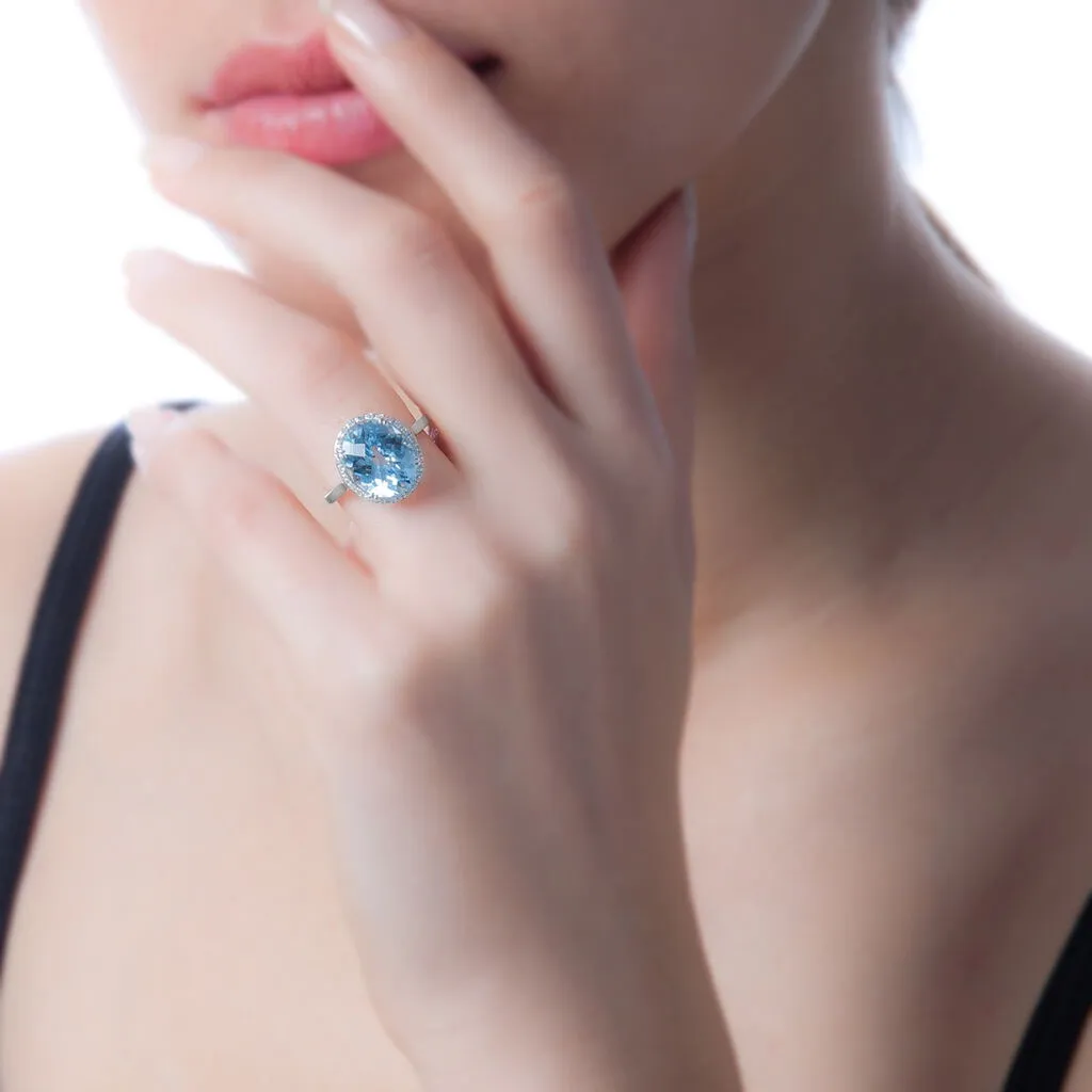 Histoire D'Or Bague Anna Or Blanc Topaze Et Diamant – Image 3