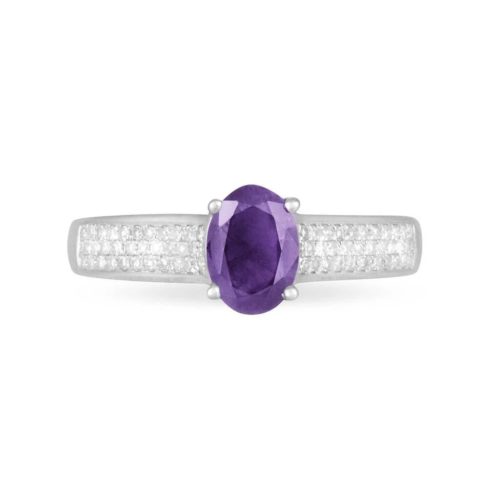 Histoire D'Or Bague Crista Or Blanc Amethyste Et Diamant – Image 2