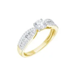 Histoire D'Or Bague Solitaire Stockholm Or Jaune Diamant Synthetique
