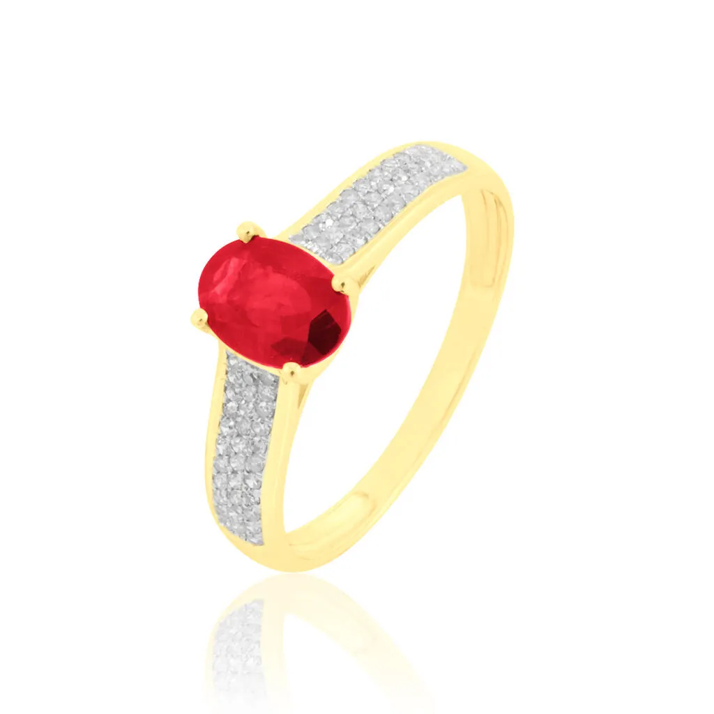 Histoire D'Or Bague Crista Or Jaune Rubis Et Diamant