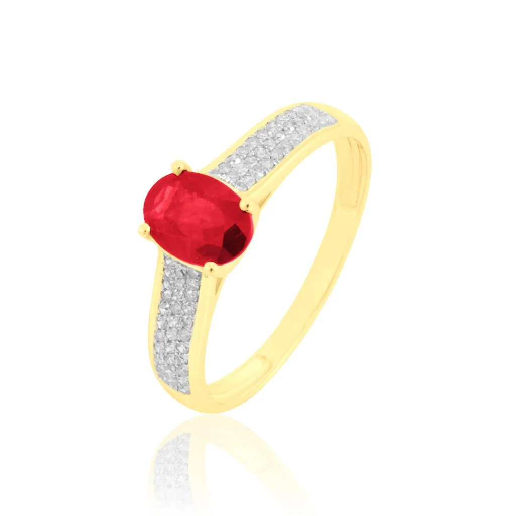 Histoire D'Or Bague Crista Or Jaune Rubis Et Diamant