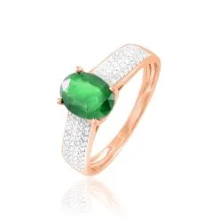 Histoire D'Or Bague Crista Or Rose Emeraude Et Diamant