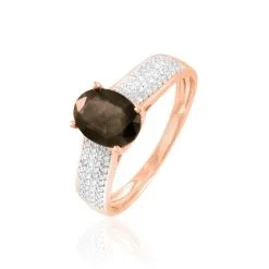 Histoire D'Or Bague Crista Or Rose Quartz Et Diamant