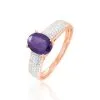 Histoire D'Or Bague Crista Or Rose Amethyste Et Diamant