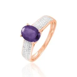 Histoire D'Or Bague Crista Or Rose Amethyste Et Diamant