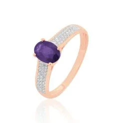 Histoire D'Or Bague Crista Or Rose Amethyste Et Diamant