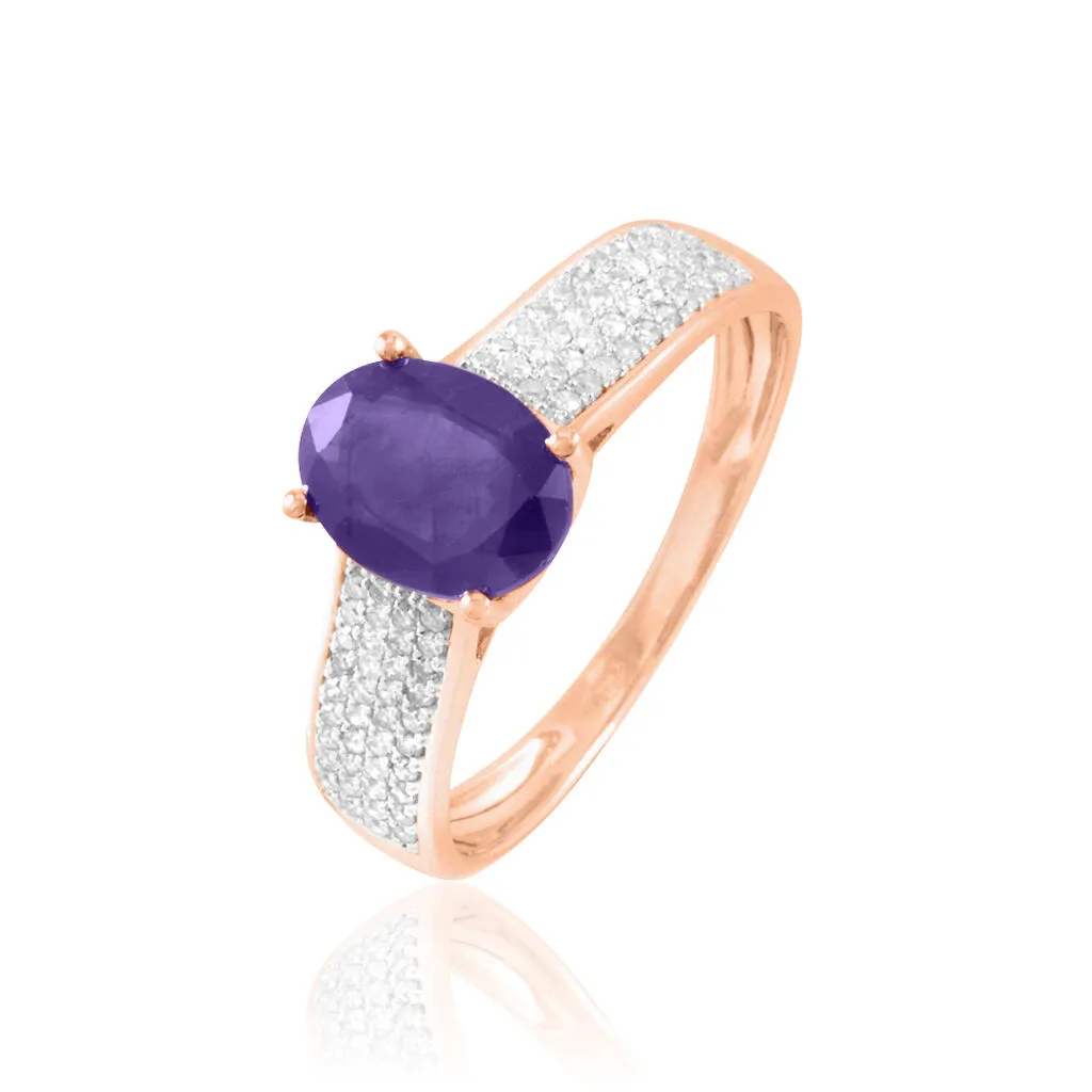 Histoire D'Or Bague Crista Or Rose Amethyste Et Diamant