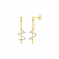 Robbez Masson Boucles D'oreilles Pendantes En Plaqué Or Jaune Et Blanc