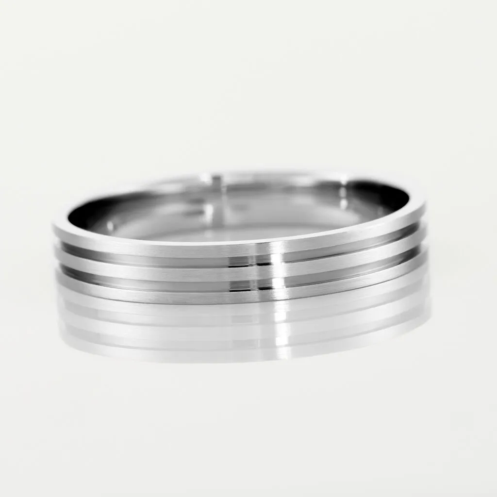 Histoire D'Or Alliance Rhodium Ruban Plat Palladium Bicolore – Image 4