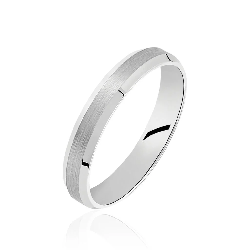 Histoire D'Or Alliance Ruban Mat Et Billant Biseautee Palladium Blanc