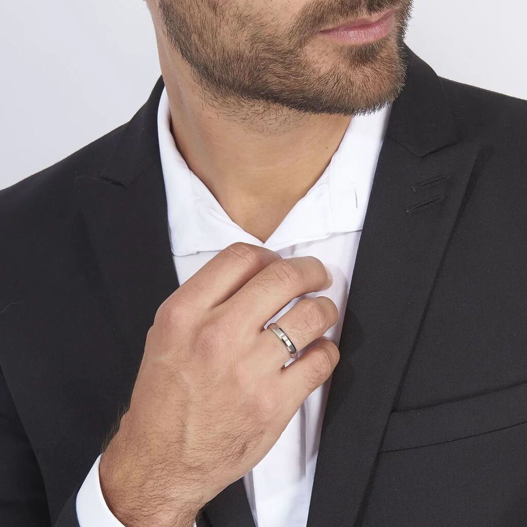 Histoire D'Or Alliance Ruban Mat Et Billant Biseautee Palladium Blanc – Image 4