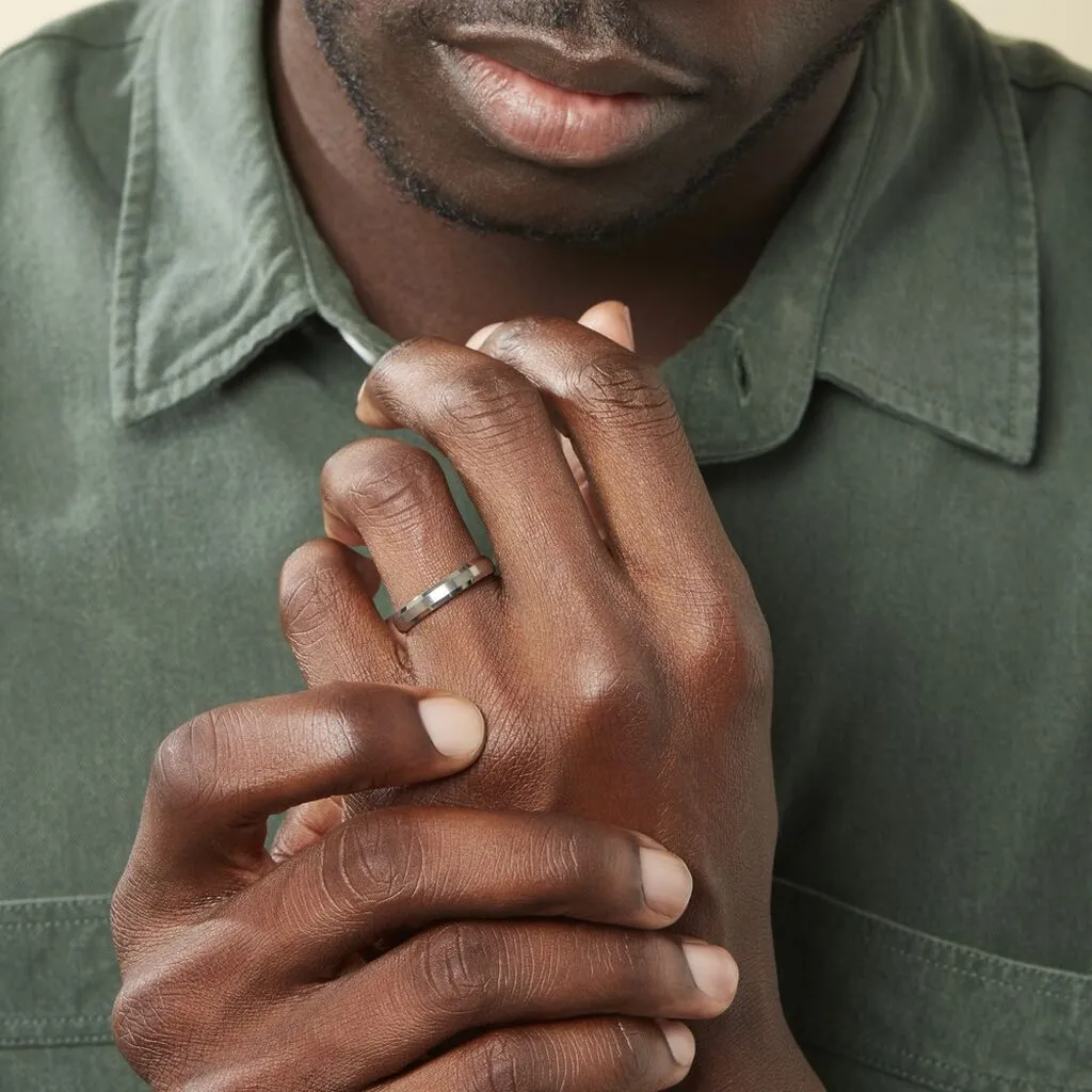 Histoire D'Or Alliance Ruban Mat Et Billant Biseautee Palladium Blanc – Image 6