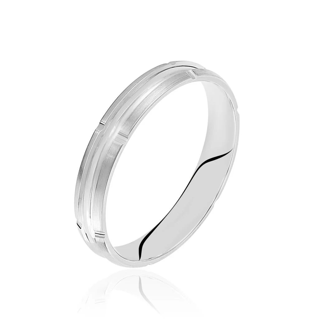 Histoire D'Or Alliance Fantaisie Mat Et Brillant Ruban Plat Palladium Blanc