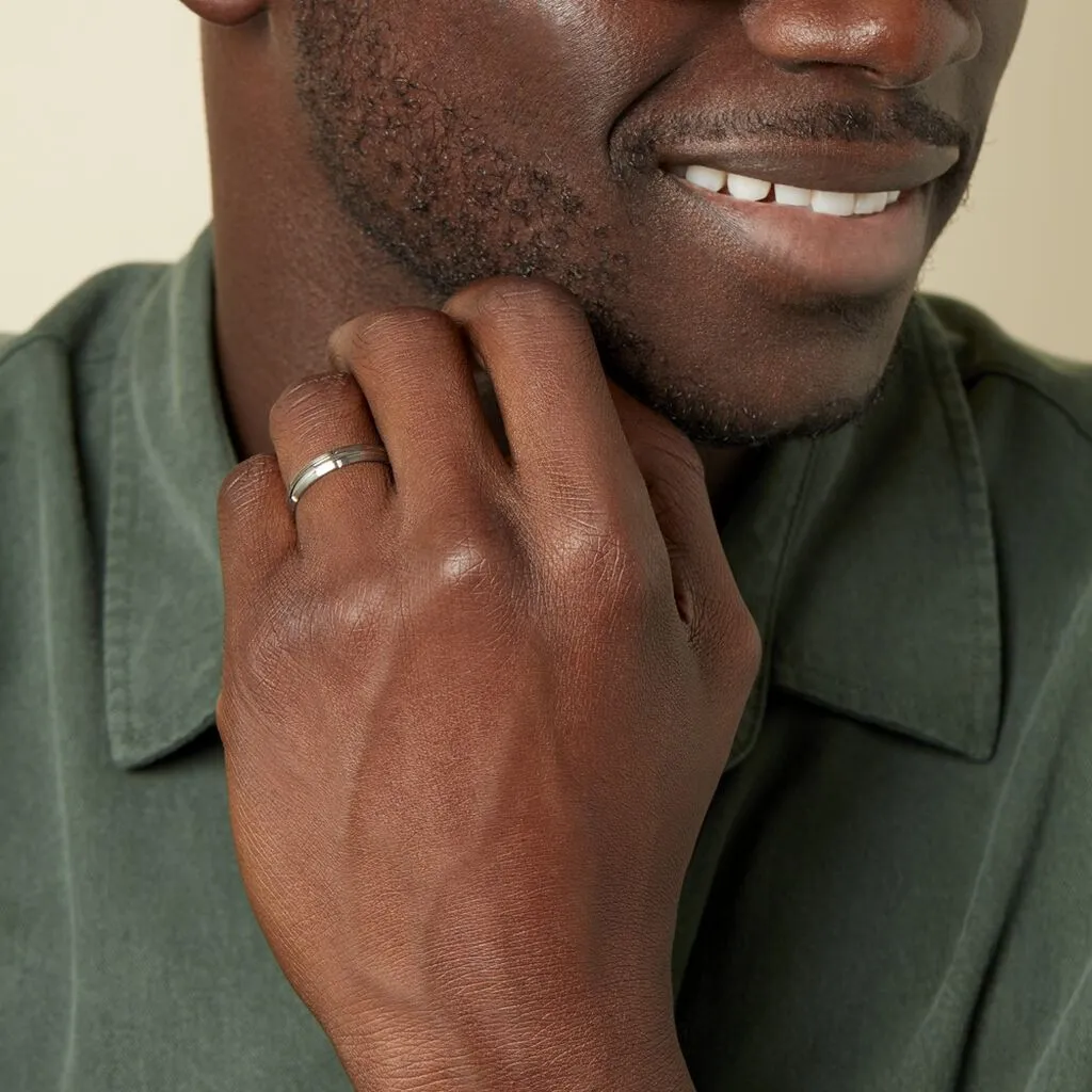 Histoire D'Or Alliance Fantaisie Mat Et Brillant Ruban Plat Palladium Blanc – Image 5