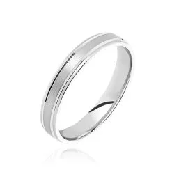 Histoire D'Or Alliance Mat Et Brillant Ruban Plat Palladium Blanc