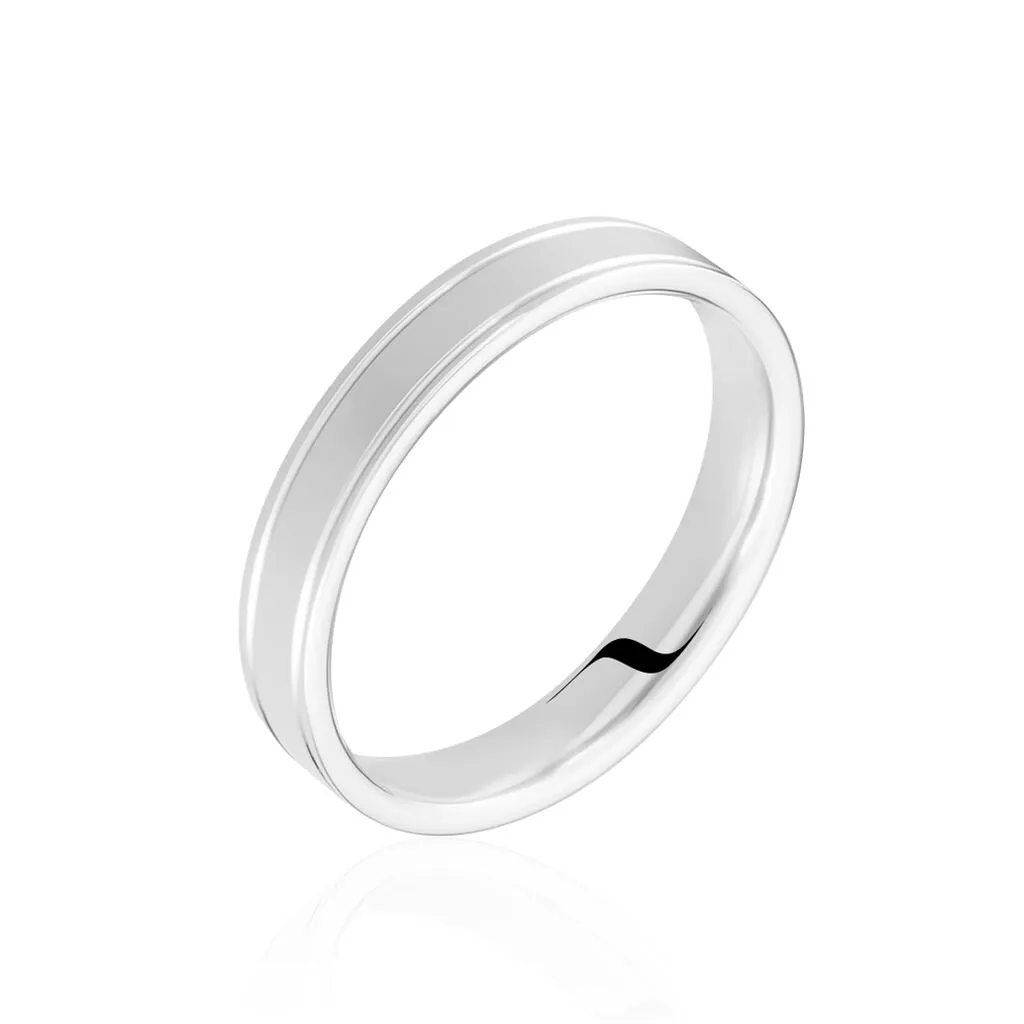 Histoire D'Or Alliance Philipe Ruban Plat Platine Blanc