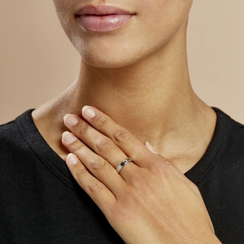 Histoire D'Or Alliance Philipe Ruban Plat Platine Blanc – Image 4