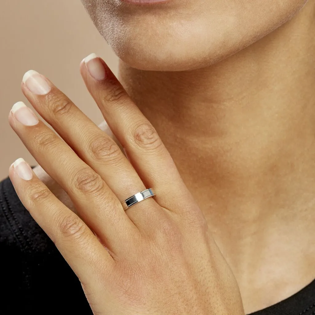 Histoire D'Or Alliance Philipe Ruban Plat Platine Blanc – Image 5