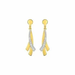 Robbez Masson Boucles D'oreilles Pendantes En Plaqué Or Blanc Et Or Jaune Et Oxyde De Zirconium