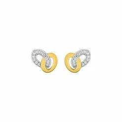 Robbez Masson Boucles D'oreilles En Plaqué Or Jaune Et Blanc