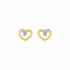 Robbez Masson Boucles D'oreilles Clous En Plaqué Or Jaune, Plaqué Or Blanc Et Oxyde De Zirconium