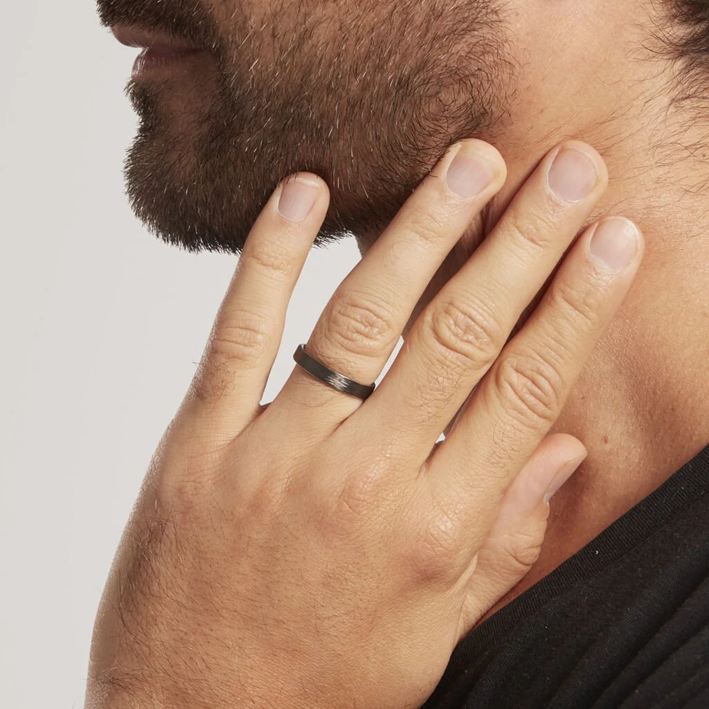 Histoire D'Or Alliance Nayhan Ruban Plat Titane Blanc – Image 5