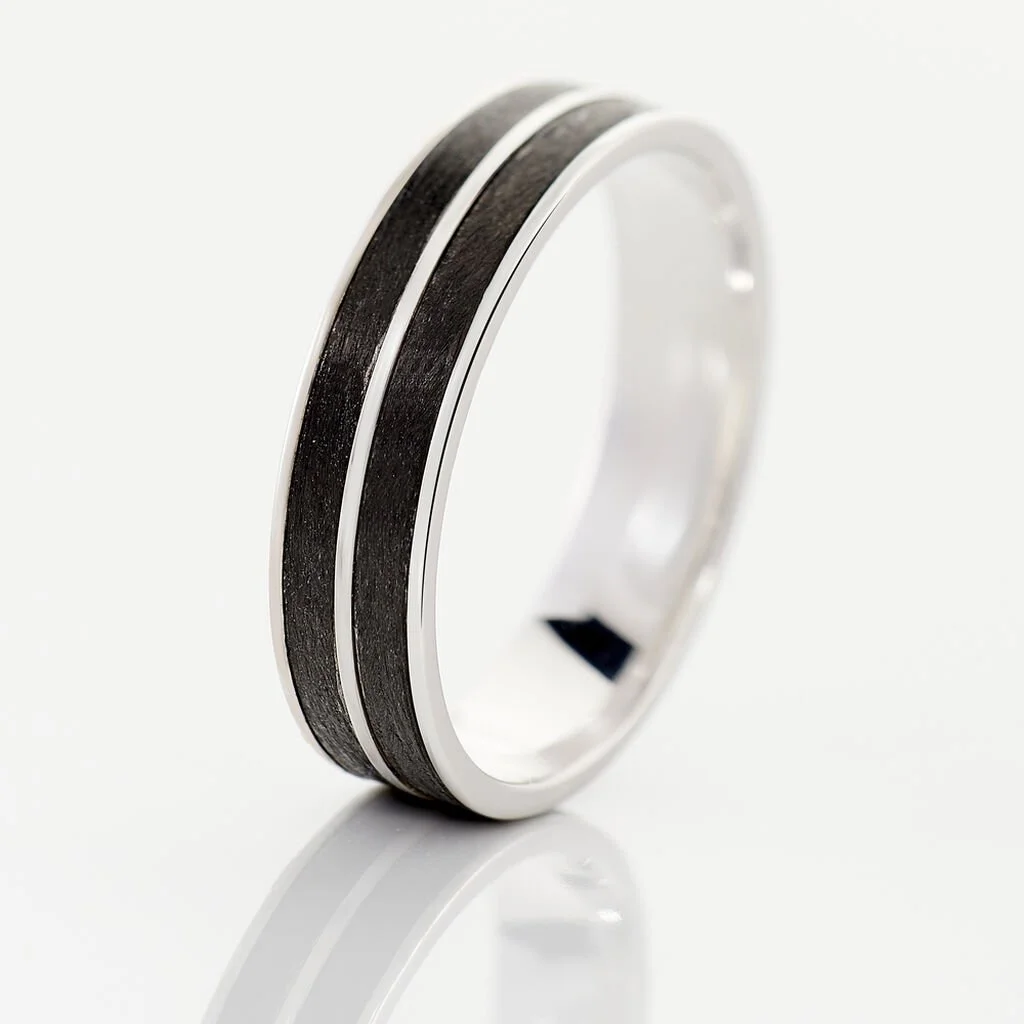 Histoire D'Or Alliance Ikhlas Ruban Plat Argent Blanc – Image 4