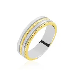Histoire D'Or Alliance Leandro Ruban Argent Bicolore