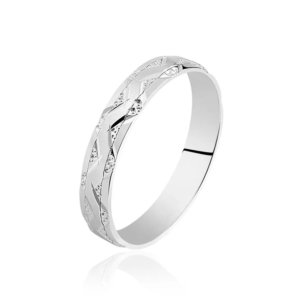 Histoire D'Or Alliance Phibie Ruban Plat Argent Blanc