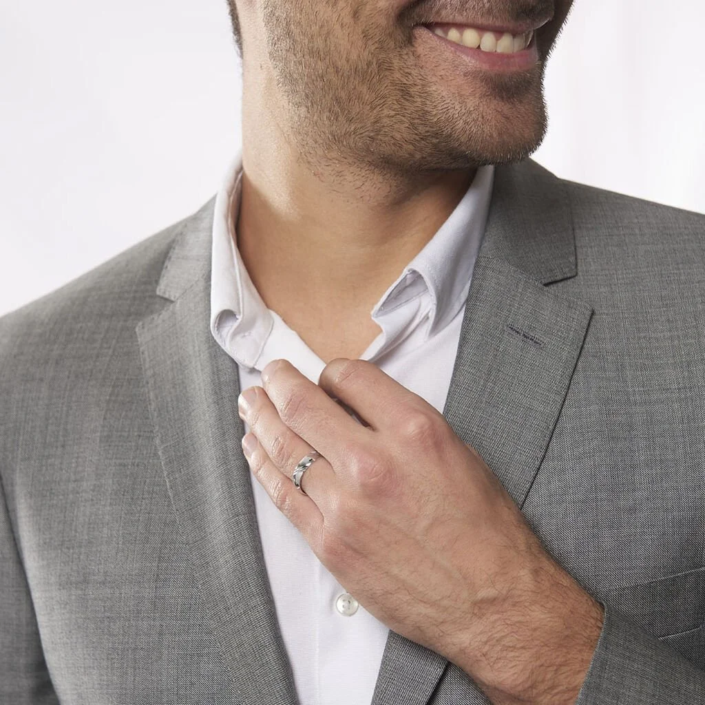 Histoire D'Or Alliance Soriya Demi Jonc Classique Argent Blanc – Image 4