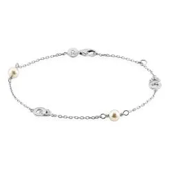 Histoire D'Or Bracelet Anilie Argent Blanc Perle De Culture Et Oxyde De Zirconium