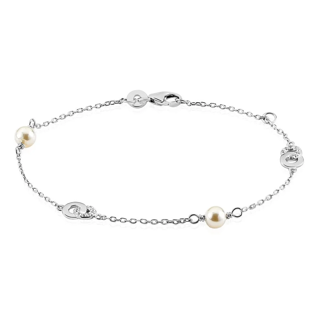 Histoire D'Or Bracelet Anilie Argent Blanc Perle De Culture Et Oxyde De Zirconium