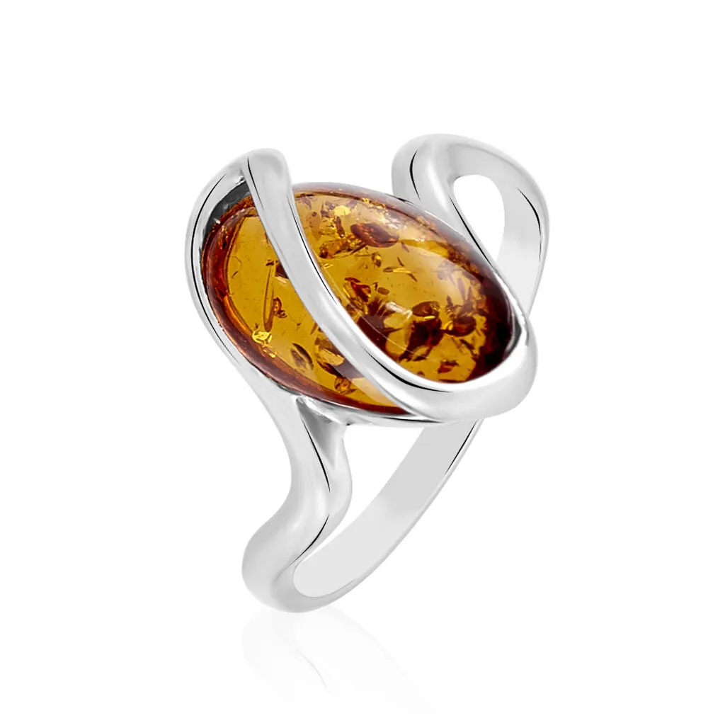Histoire D'Or Bague Argent Blanc Leeloo Ambre