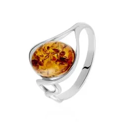 Histoire D'Or Bague Titziana Argent Blanc Ambre